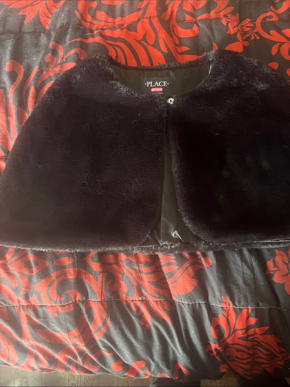 The Children's Place Black Faux Fur Cape